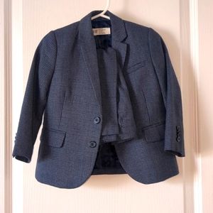 H&M Toddler Boys Blue Houndstooth Wool Plaid Suit 2T